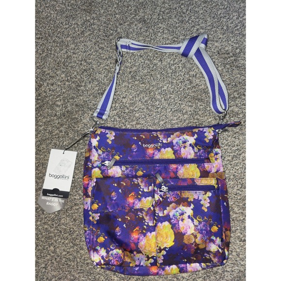 Baggallini Handbags - Baggallini Town Square Crossbody Purple Floral Nylon Bag TSQ697B1058 NWT
